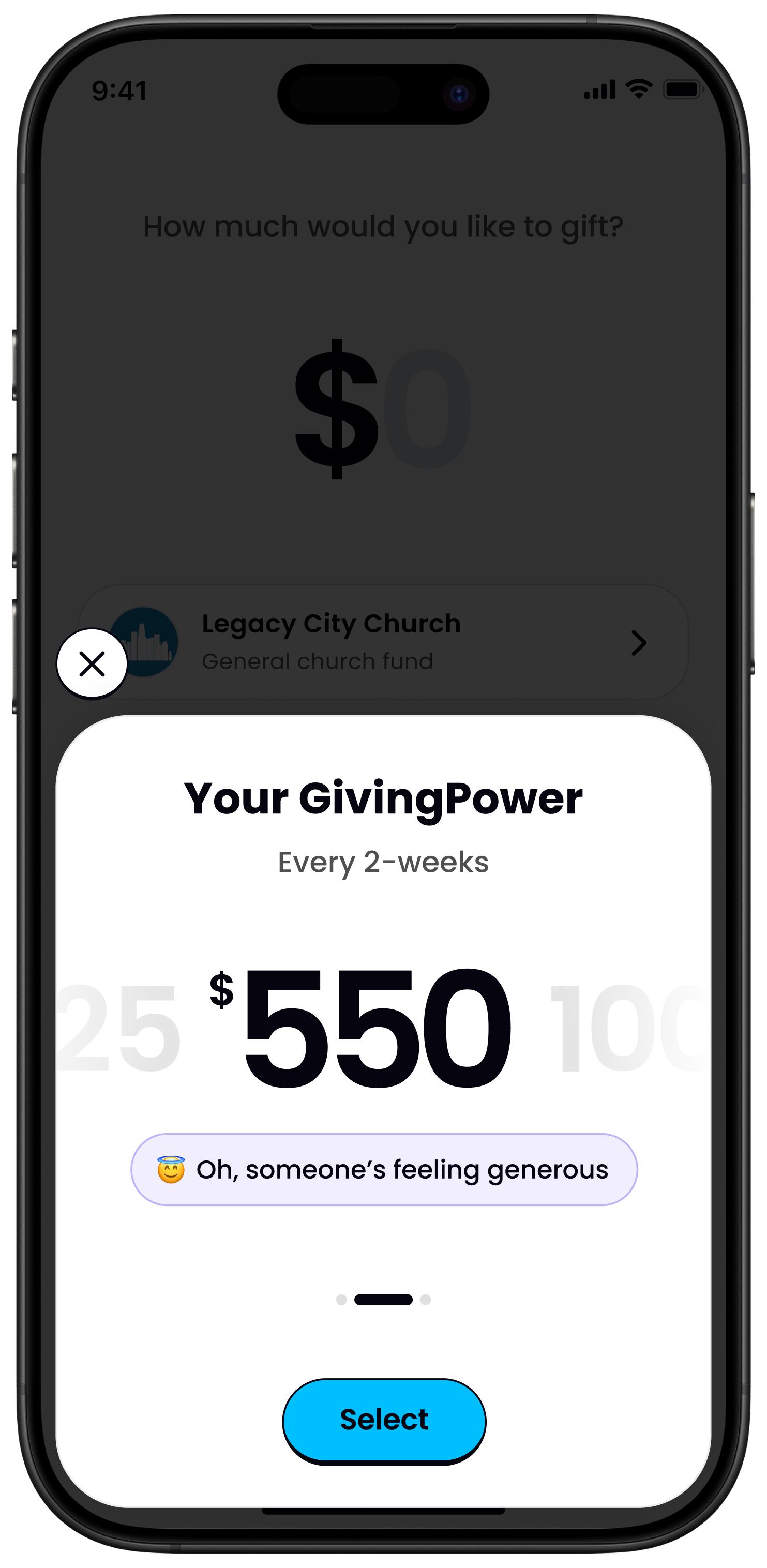 GivingPower AI-calculated giving amount